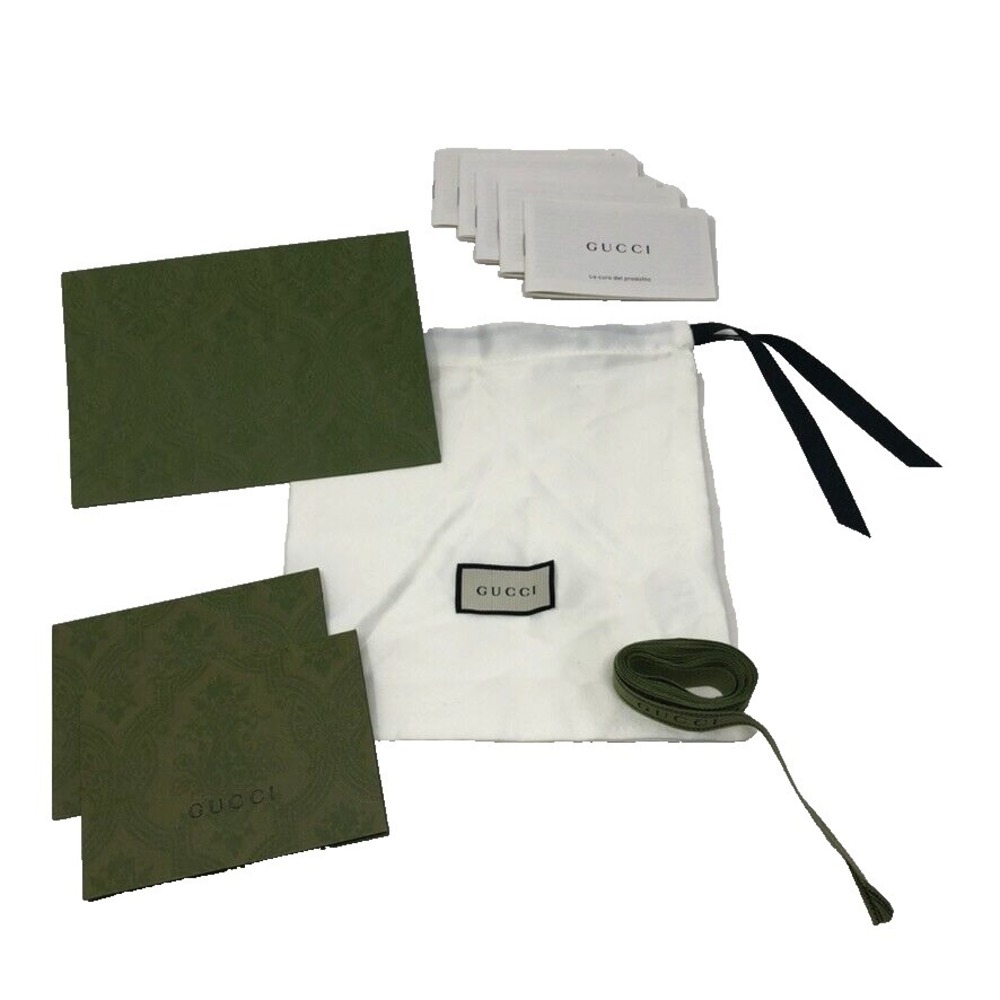 Authentic Gucci Satin Dust Bag Jewelry Belt Small Square White Green Logo Ribbon